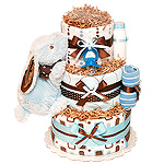 Blue and Brown Bunny Diaper Cake