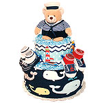 Sailor Bear and Whale Diaper Cake