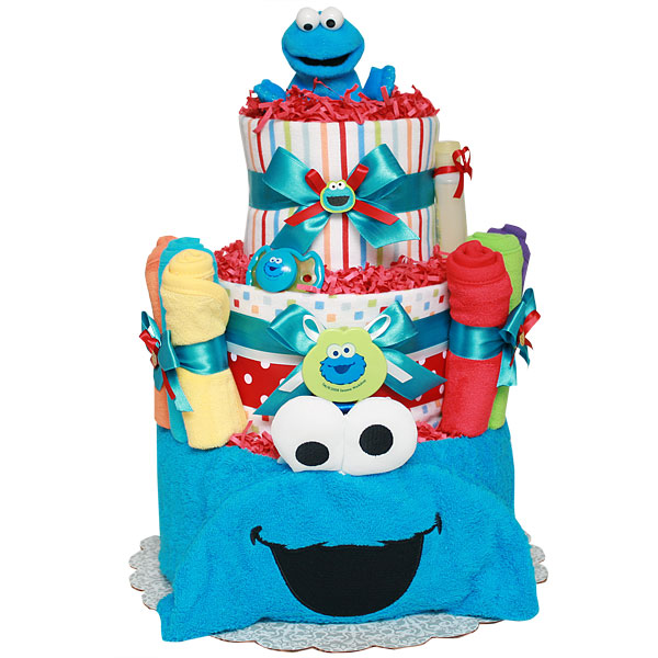 cookie monster diaper cake