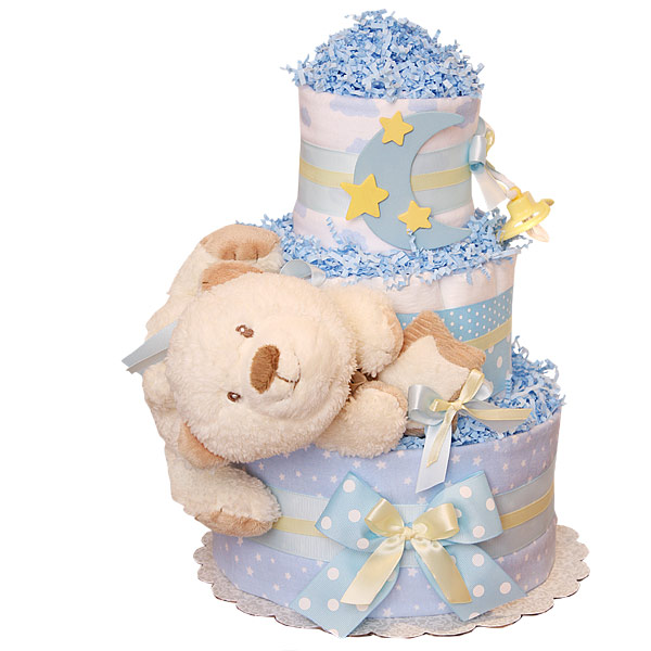 moon and stars diaper cake