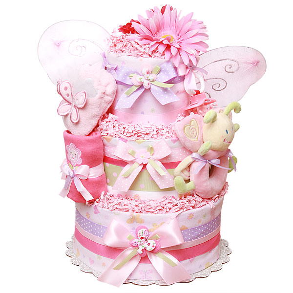 Custom Flowers And Butterfly Diaper Cake 0 00 Diaper Cakes Mall