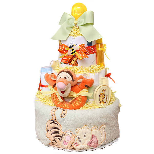 DIAPER CAKE DISNEY WINNIE THE POOH TWIN HANDLE SIPPY CUP BABY SHOWER TIGGER 