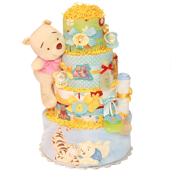 pooh diaper cake