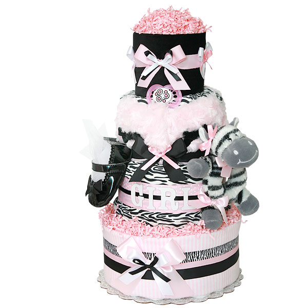 black and white diaper cake