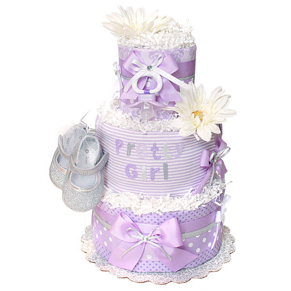 Pretty Girl Lavender Diaper Cake 102 00 Diaper Cakes Mall