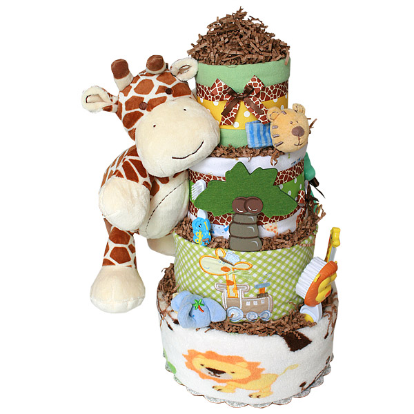 Diaper cake for boys-plush giraffe